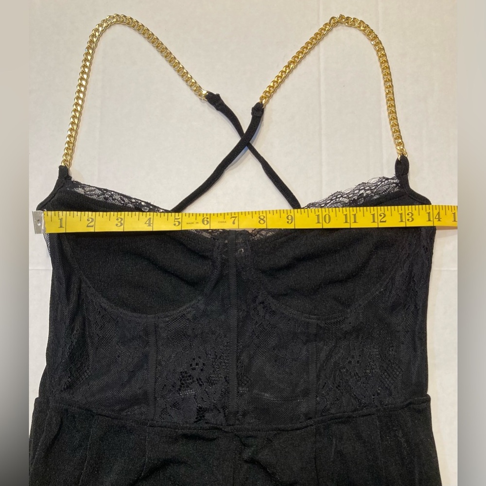 Cider Black Lace Bodice Jumpsuit with Gold Chain Straps - Picture 9 of 13